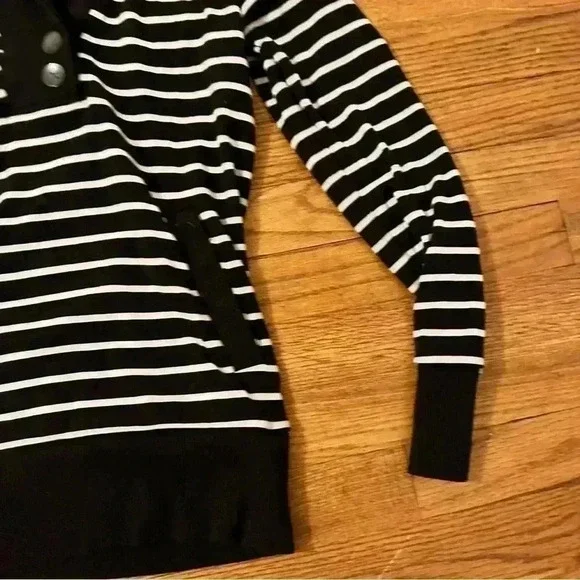 Banana Republic Black White Striped Shirt Women S - Picture 3 of 9